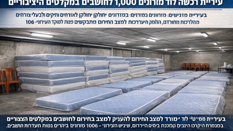 עיריית לוד רכשה 1,000 מזרונים לתושבים במקלטים הציבוריים - חדשות לוד ברמלוד נט